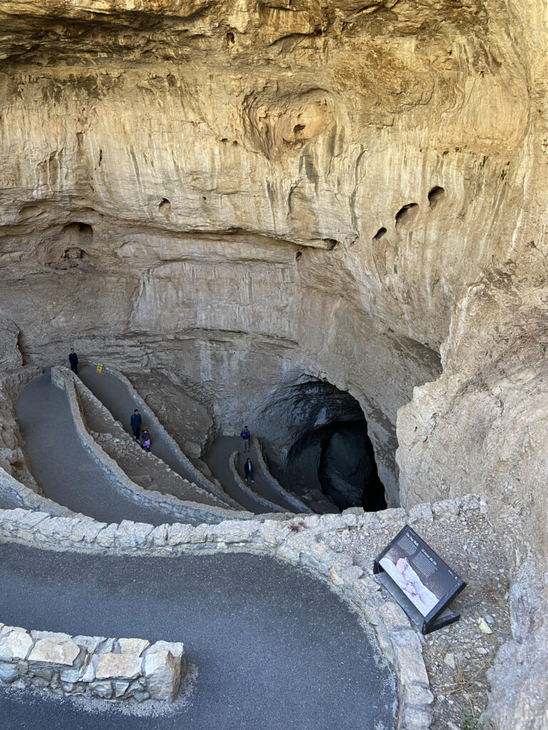 A ramp leads down into the caverns. 