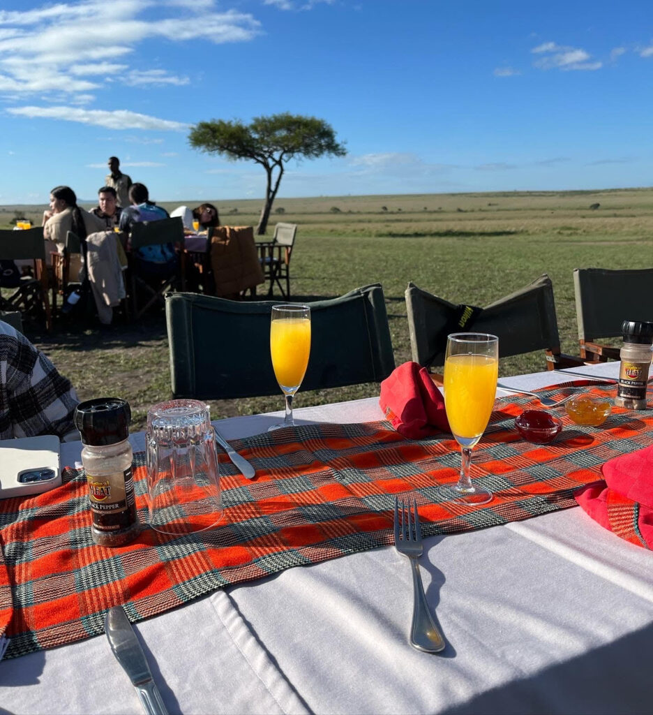 Mimosas and breakfast in Masai Mara National Reserve.